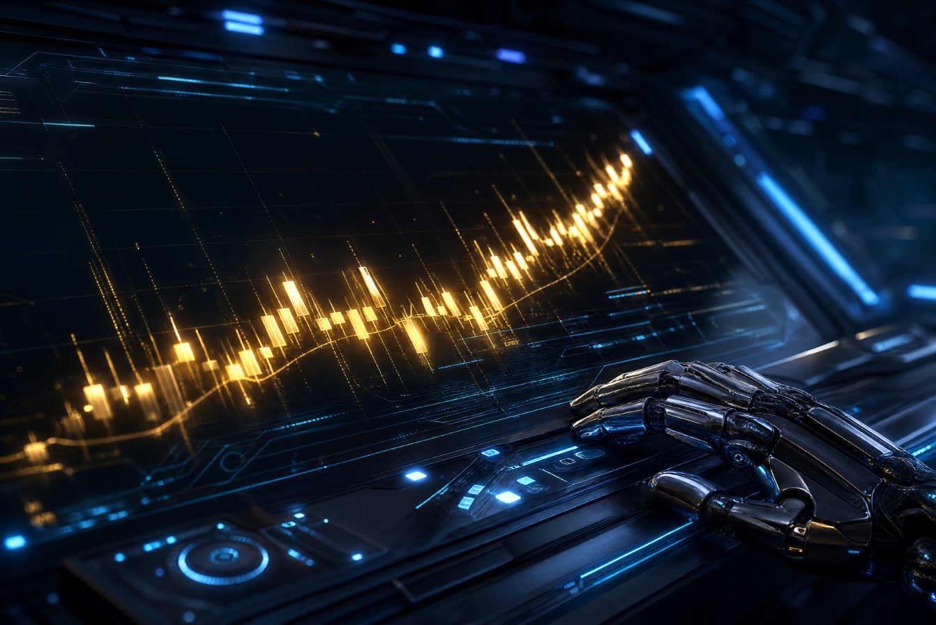 A luminous chart coming alive as the robot attaches